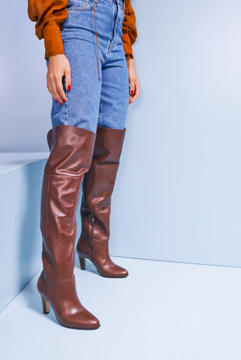 Bota Over The Knee Couro