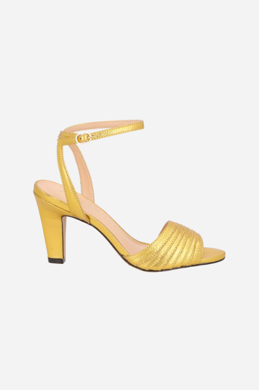 Sandália Couro Metalizado