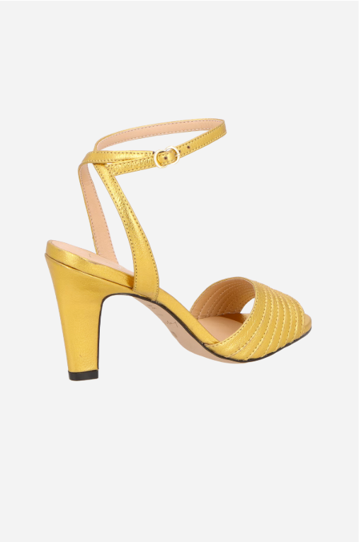 Sandália Couro Metalizado