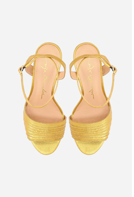 Sandália Couro Metalizado