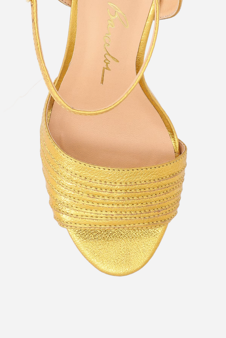 Sandália Couro Metalizado