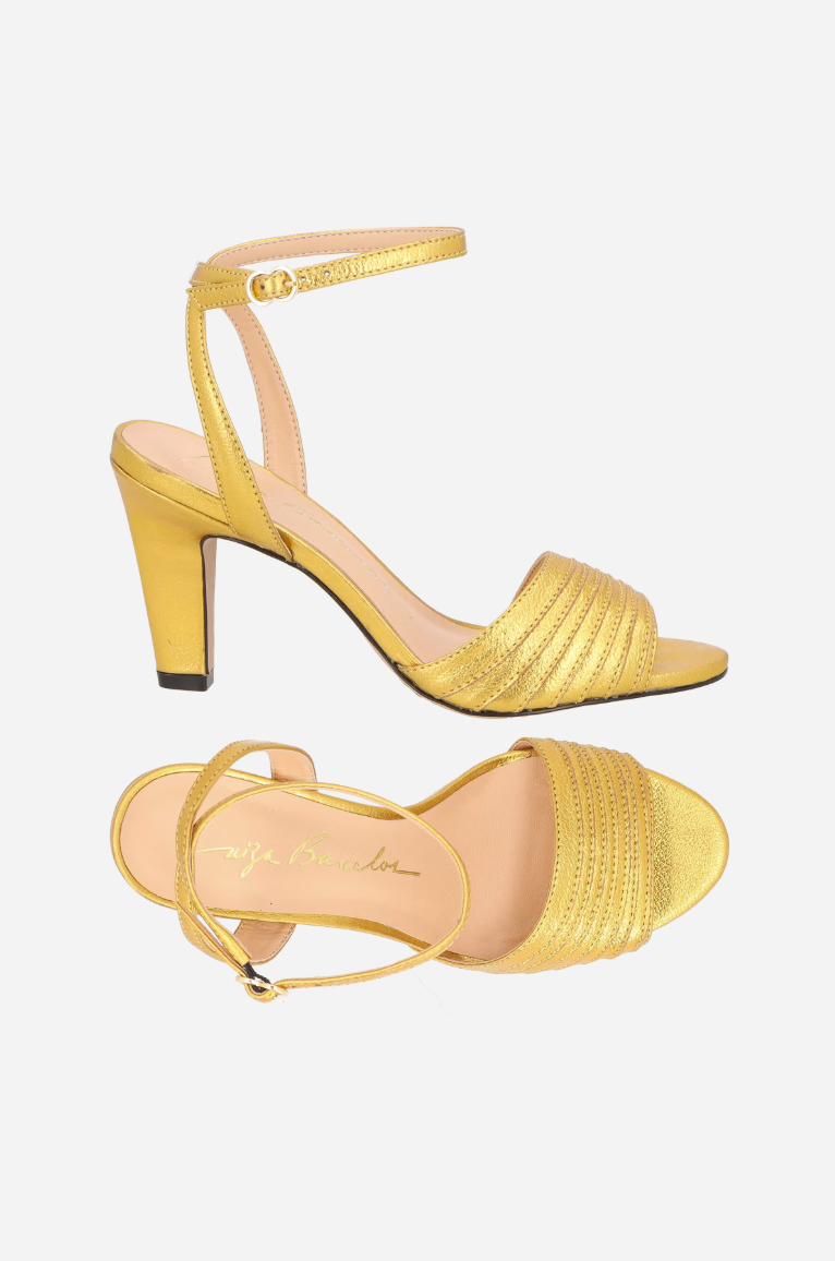 Sandália Couro Metalizado