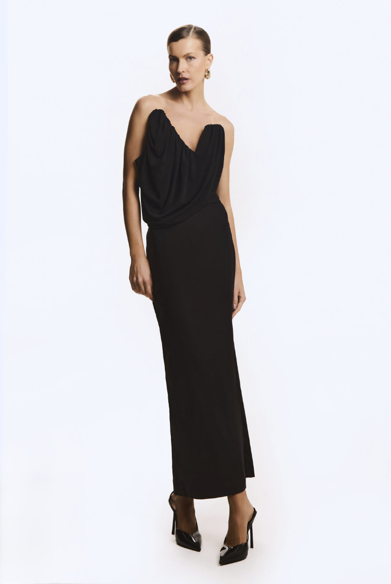 Midi Dress with Flowy Overlay Midi Dress with Flowy Overlay