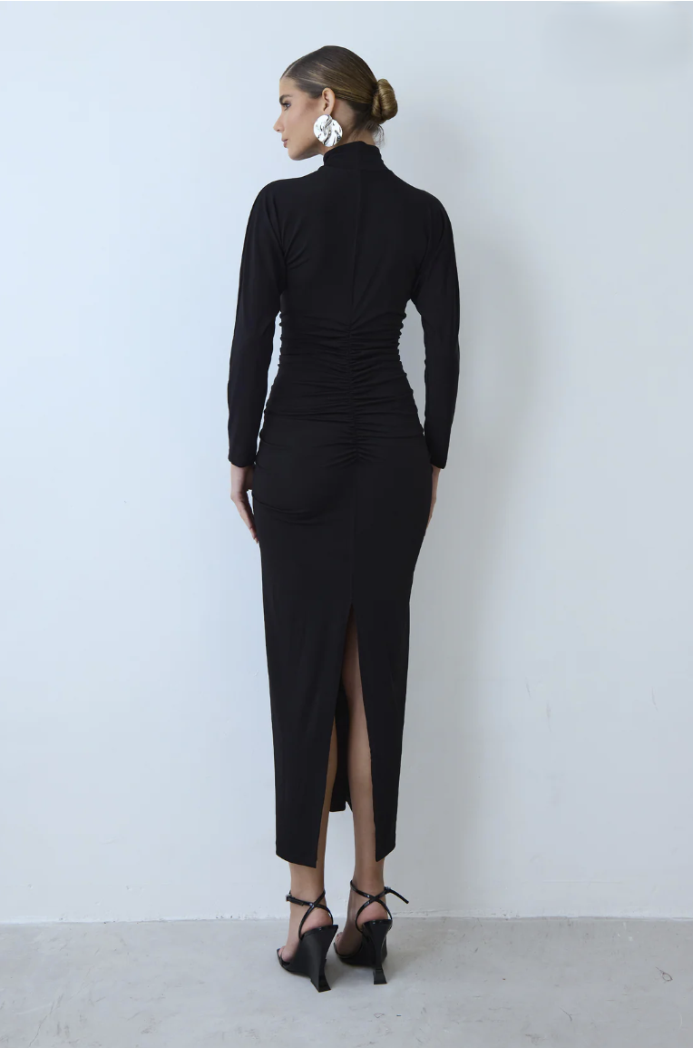 Midi Dress with Side Ruching