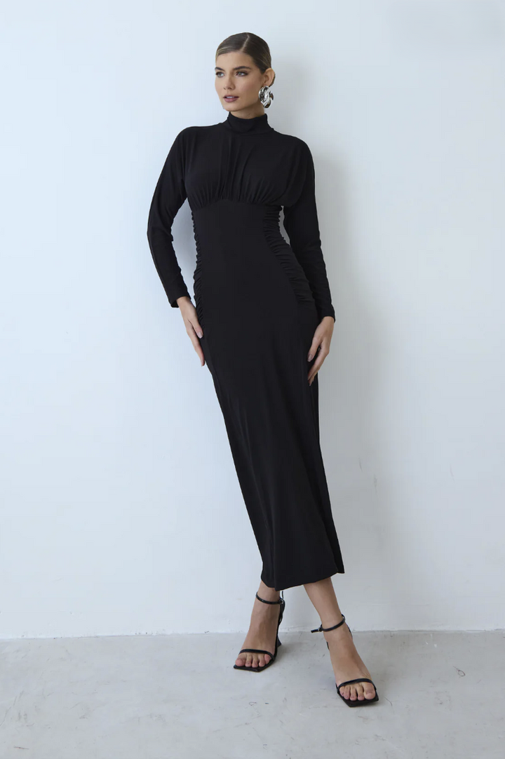 Midi Dress with Side Ruching