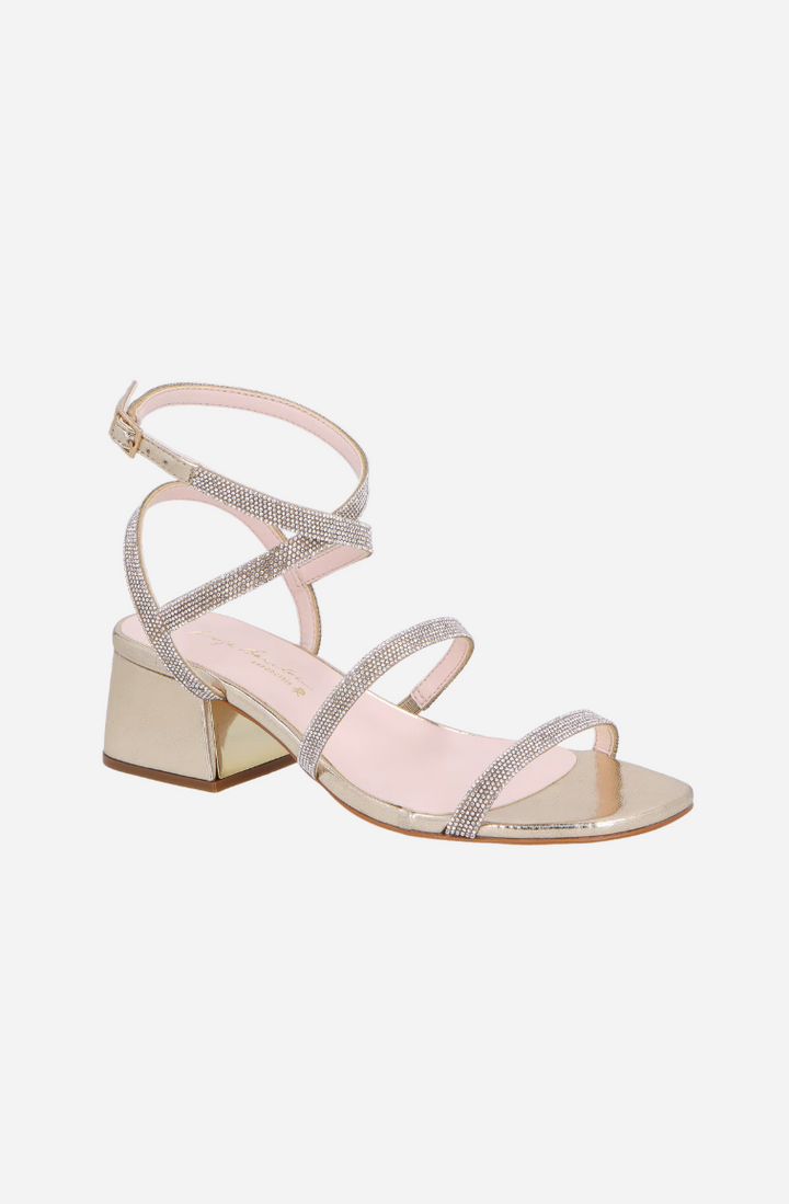 Metallic Leather Sandals with Glitter