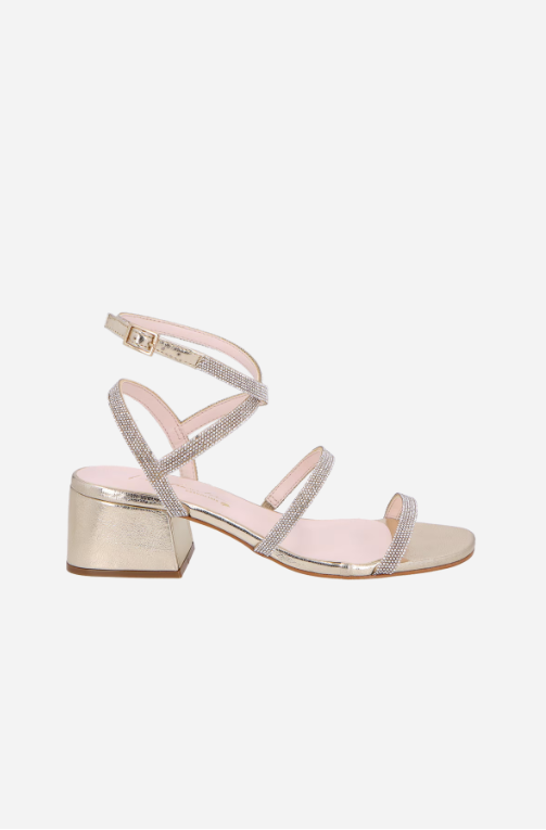 Metallic Leather Sandals with Glitter