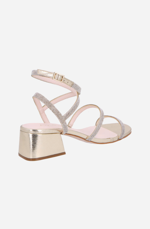 Metallic Leather Sandals with Glitter