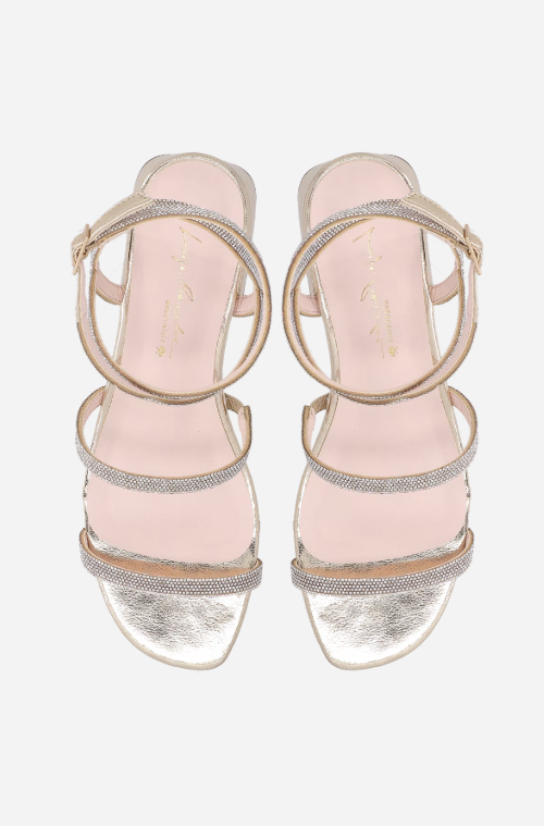 Metallic Leather Sandals with Glitter
