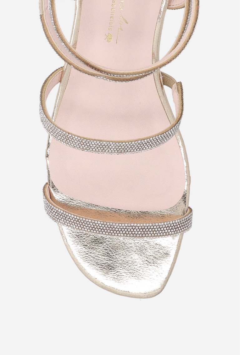 Metallic Leather Sandals with Glitter