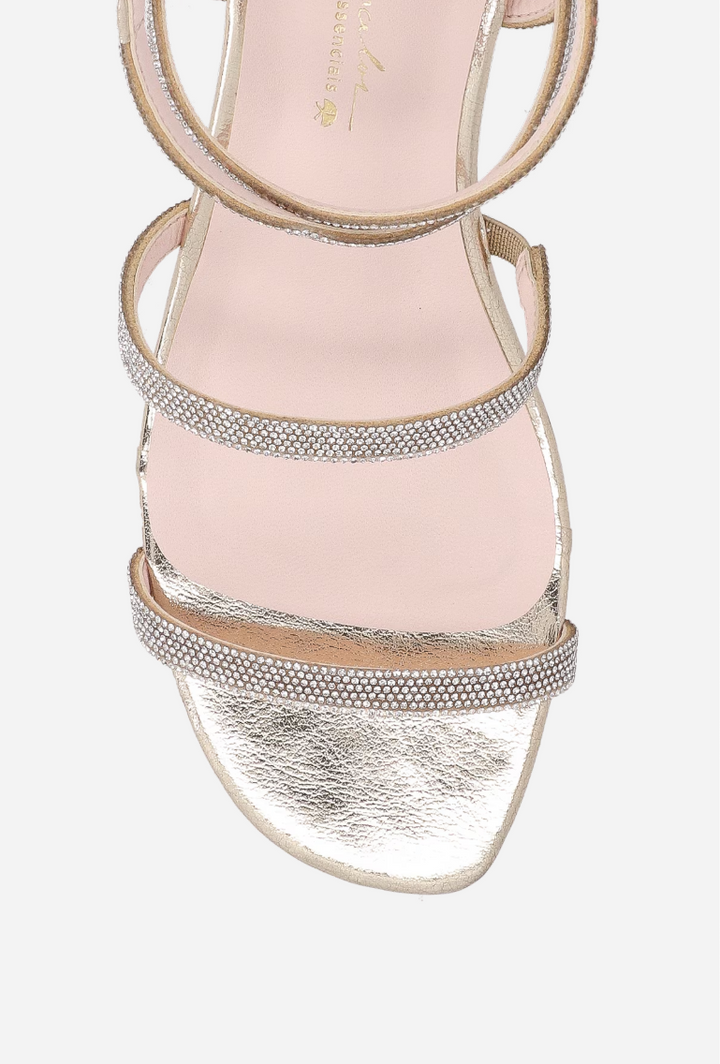 Metallic Leather Sandals with Glitter