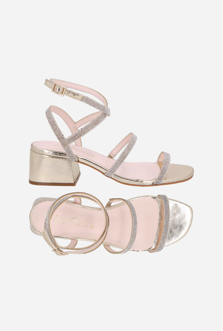 Metallic Leather Sandals with Glitter