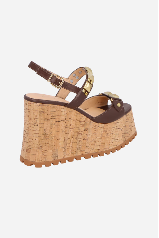 Leather wedge sandal