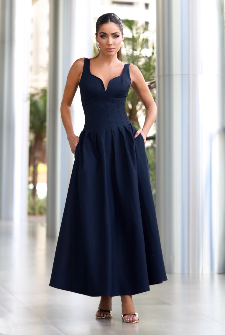 Vestido Midi Decote V