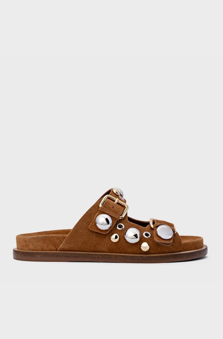 Flat Papete Balls Couro Suede