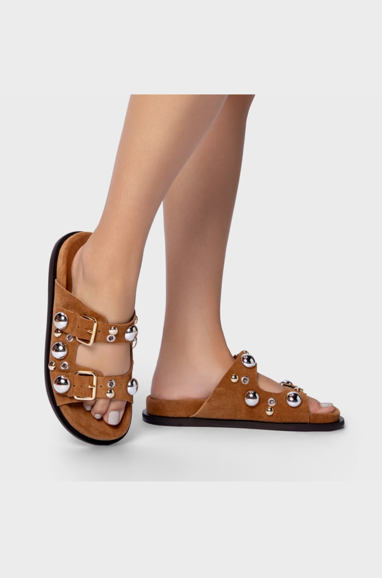 Flat Papete Balls Couro Suede