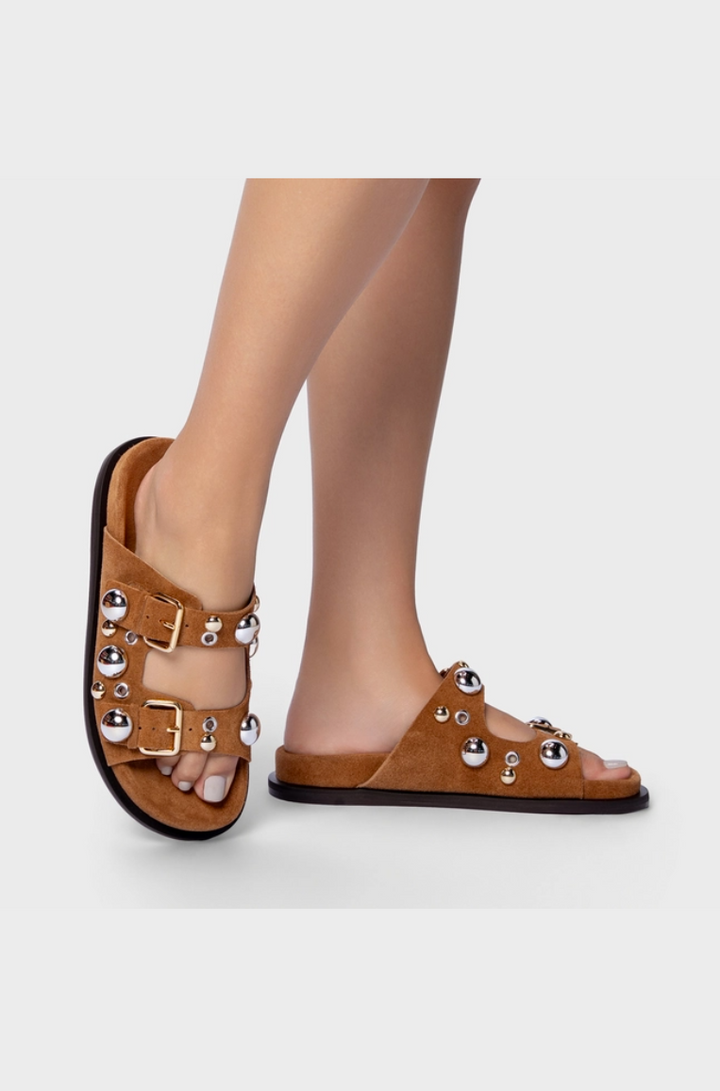 Flat Papete Balls Couro Suede