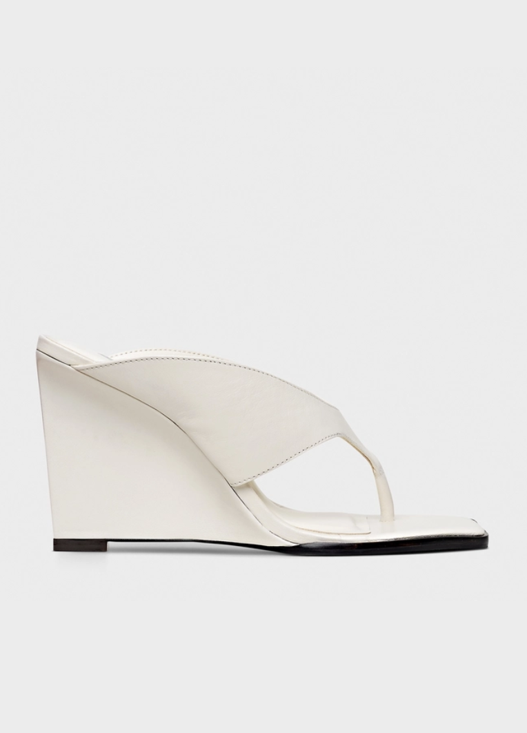 Open Mule Thong Anabela Couro