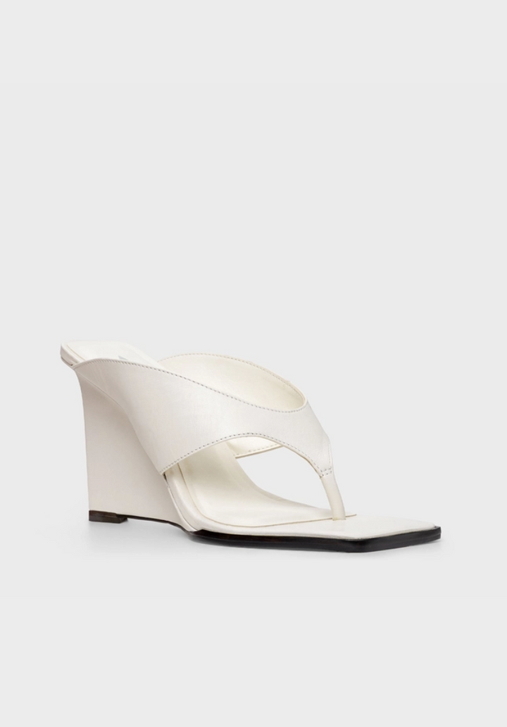 Open Mule Thong Anabela Couro