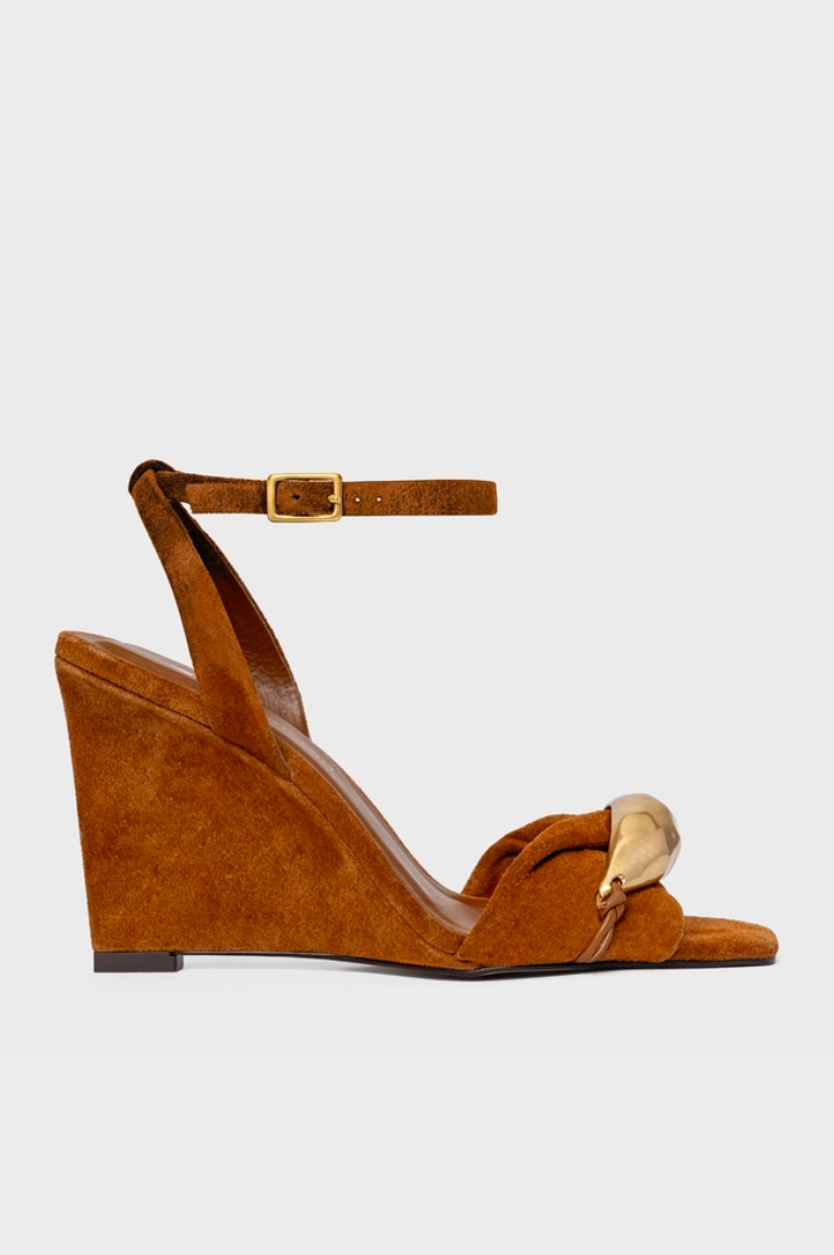 Sandália Anabela Couro Suede