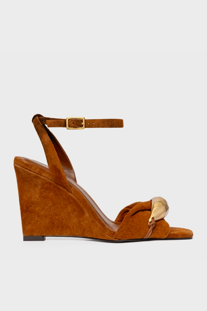 Sandália Anabela Couro Suede