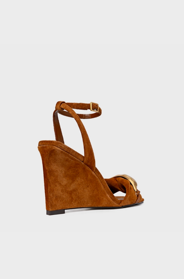 Sandália Anabela Couro Suede