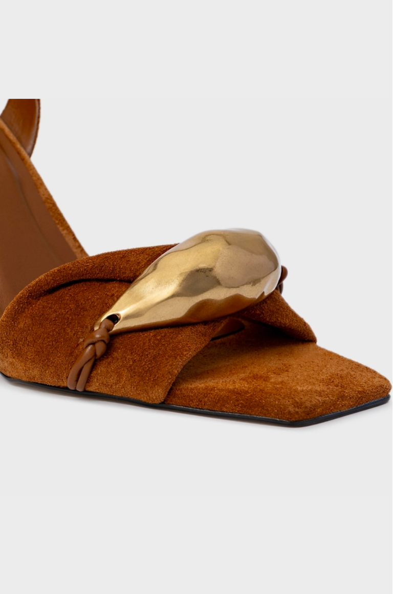 Sandália Anabela Couro Suede