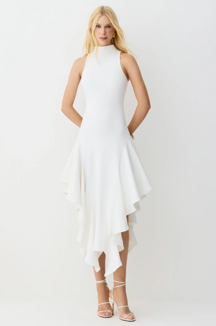 Asymmetrical Ruffled Midi Dress