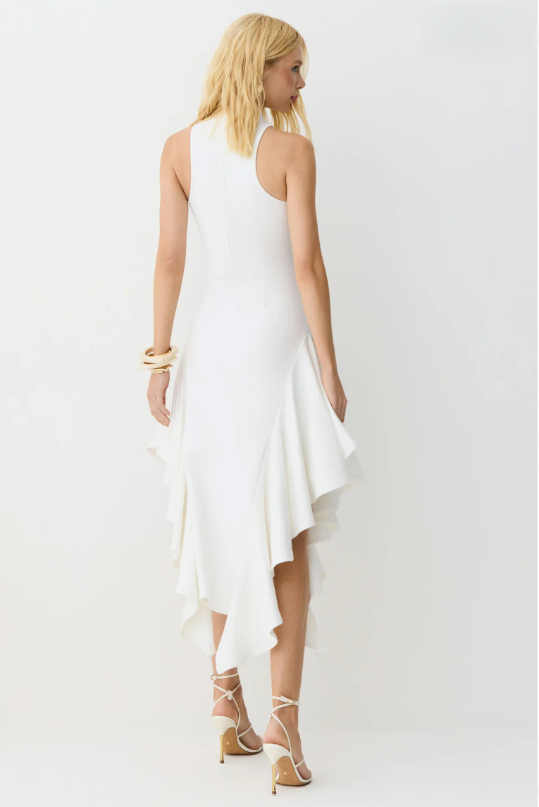 Asymmetrical Ruffled Midi Dress