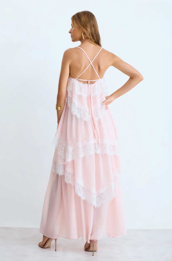 Ruffled Lace Midi Dress