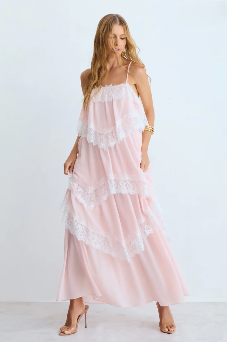 Ruffled Lace Midi Dress