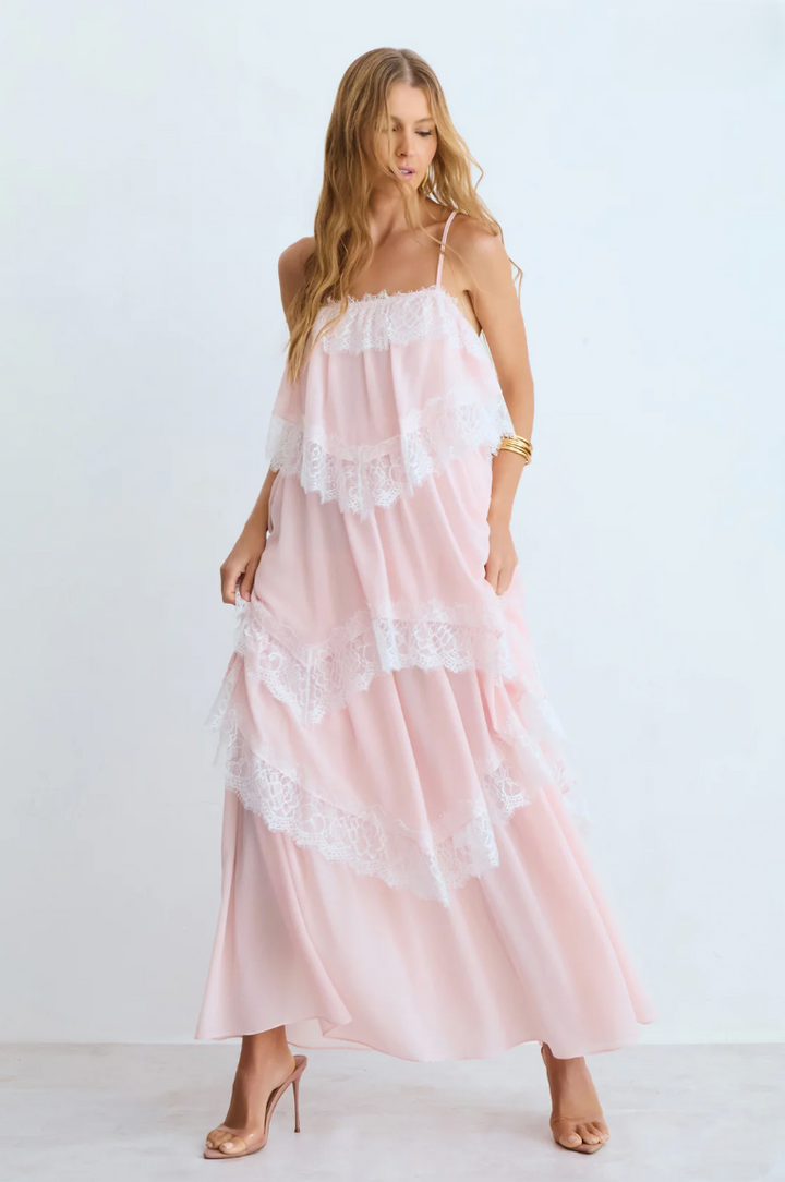 Ruffled Lace Midi Dress