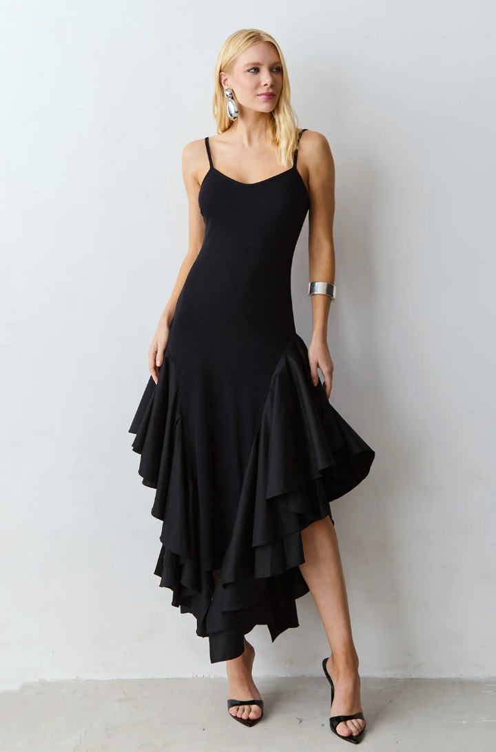 Vestido Midi Barra Assimétrica