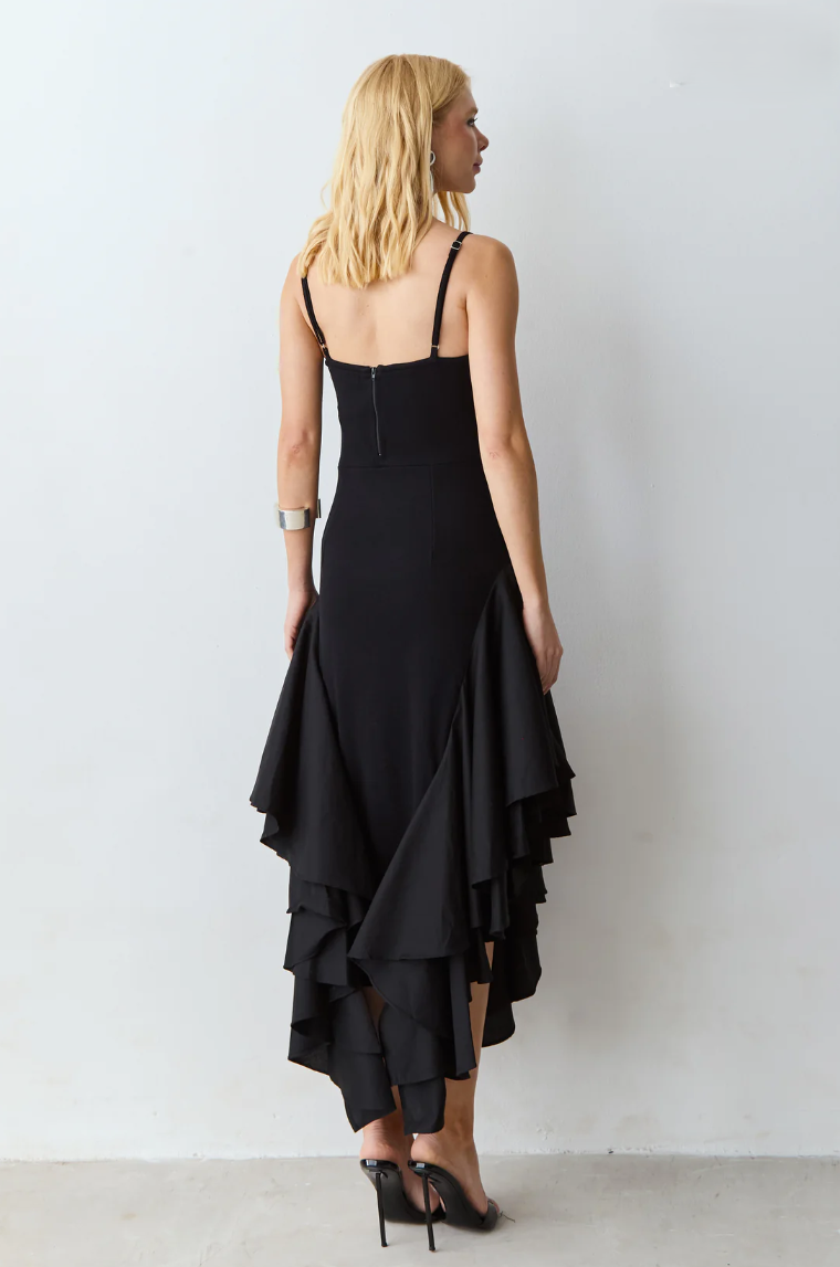 Vestido Midi Barra Assimétrica