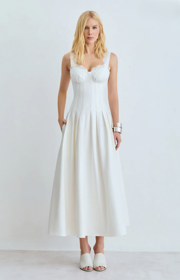 Vestido Midi Renda Decote