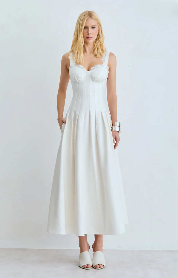 Vestido Midi Renda Decote