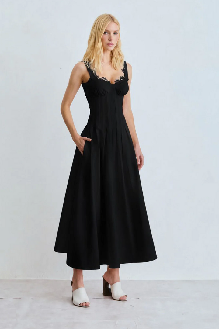 Vestido Midi Renda Decote
