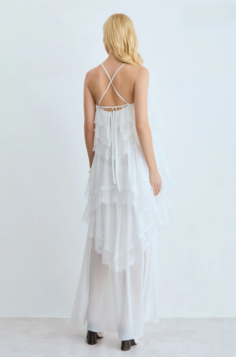 Ruffled Lace Midi Dress