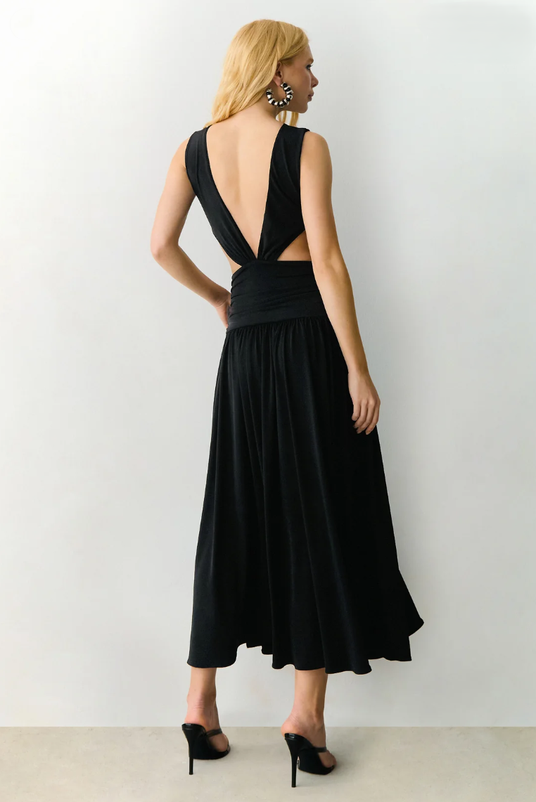 Vestido Midi Decote Costas