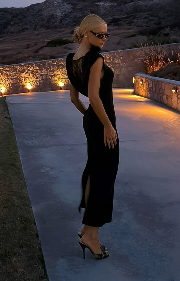 Vestido Midi Recorte Renda