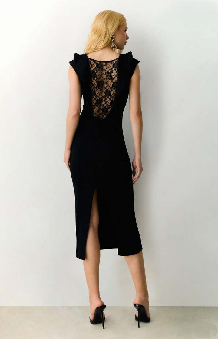Vestido Midi Recorte Renda