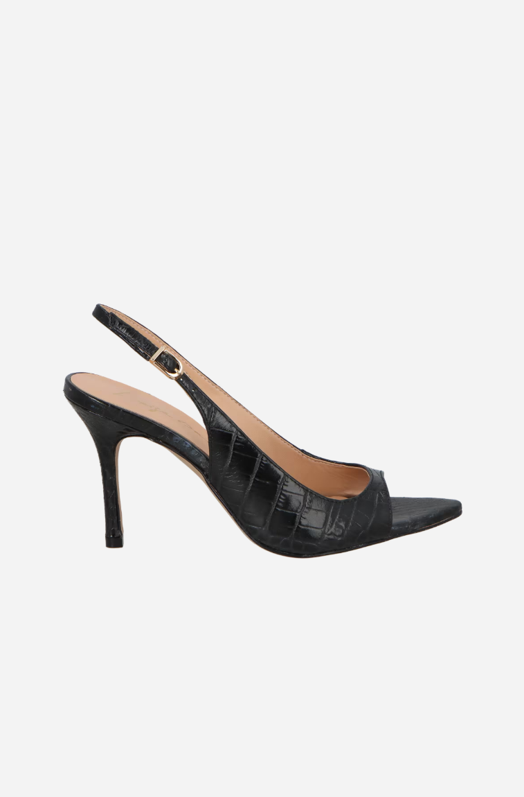 Sandália Peep Toe Couro Croco