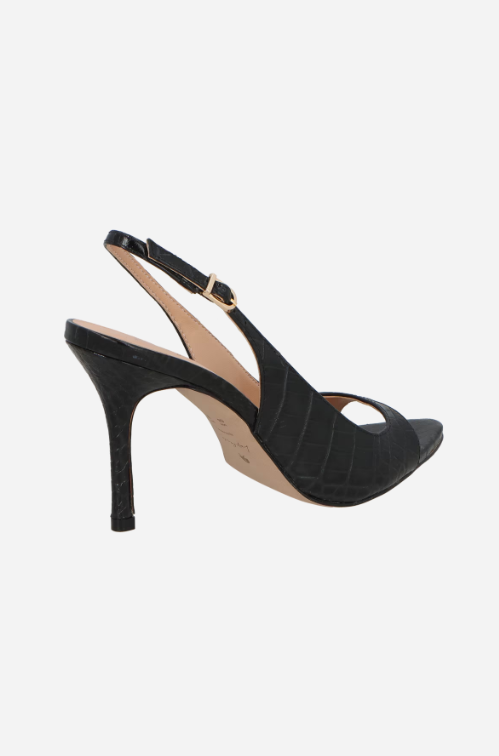 Sandália Peep Toe Couro Croco