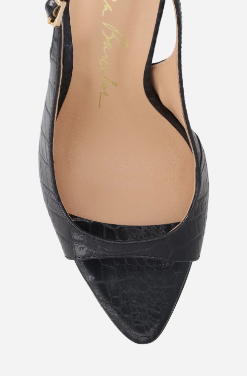 Sandália Peep Toe Couro Croco