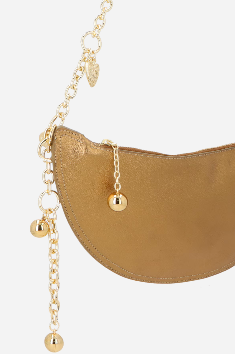 Bolsa Couro Metalizado Meia Lua