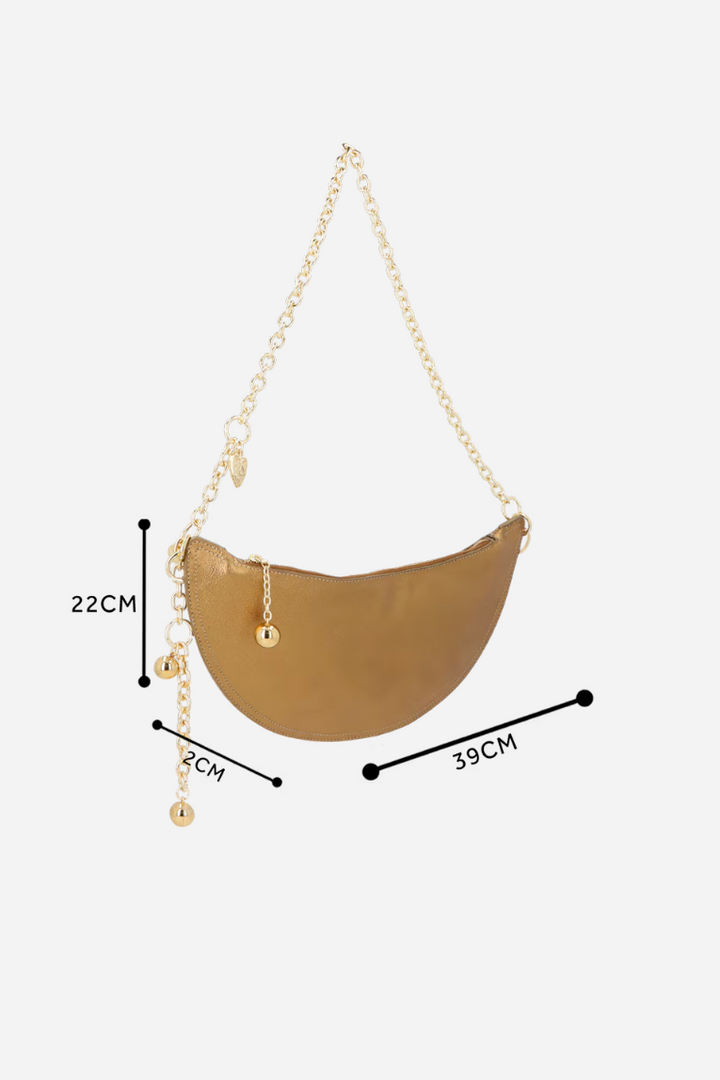 Bolsa Couro Metalizado Meia Lua