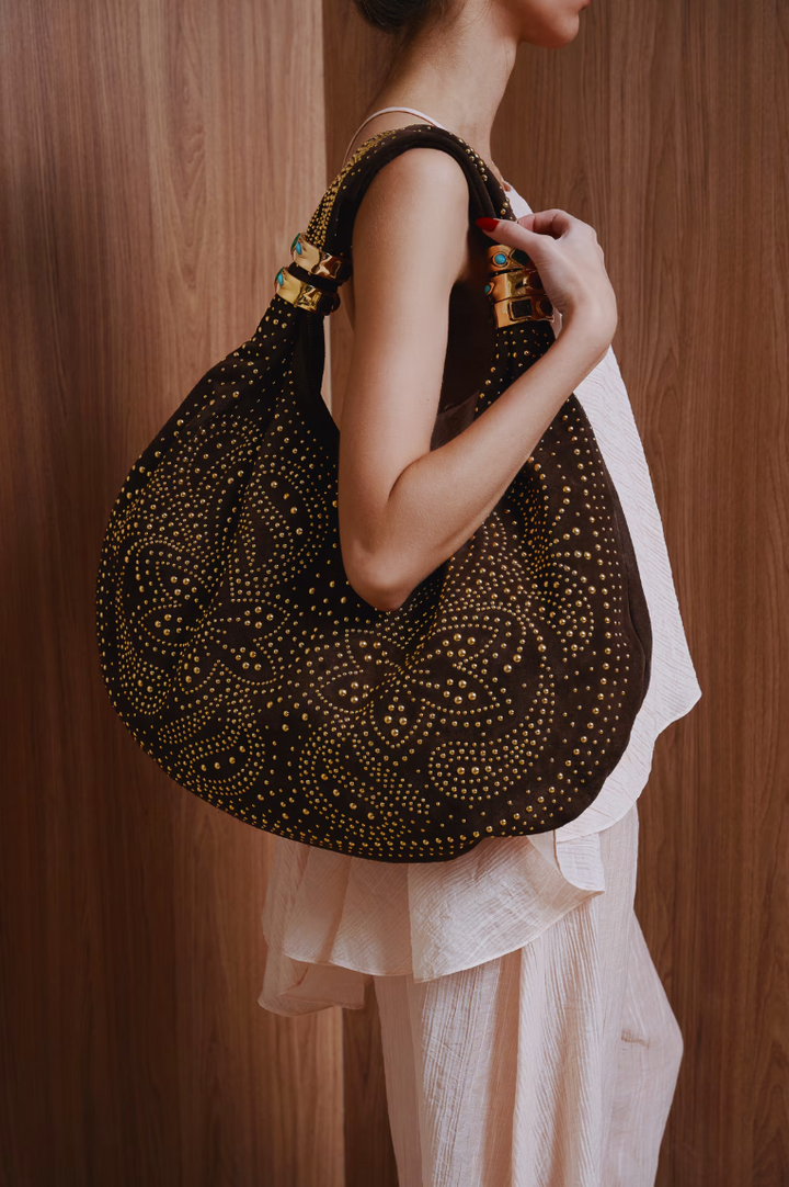 Bolsa Hobo Camurça Aplicações