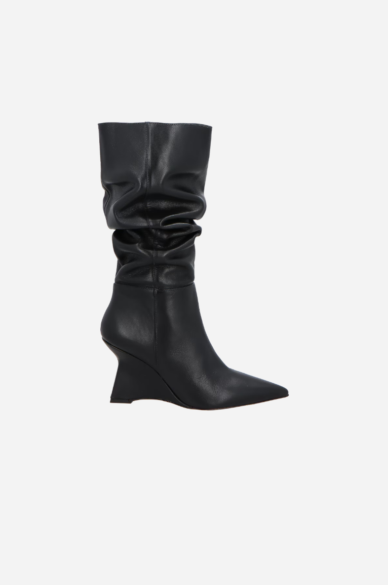 Bota Cano Média Slouch Couro