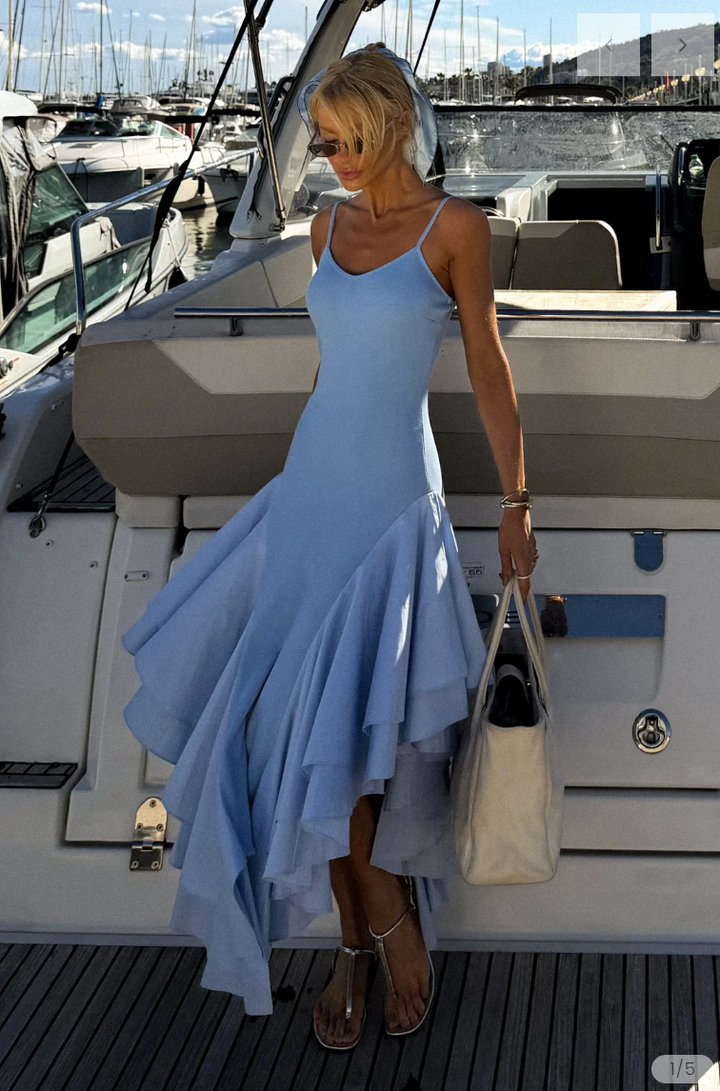 Vestido Midi Barra Assimétrica