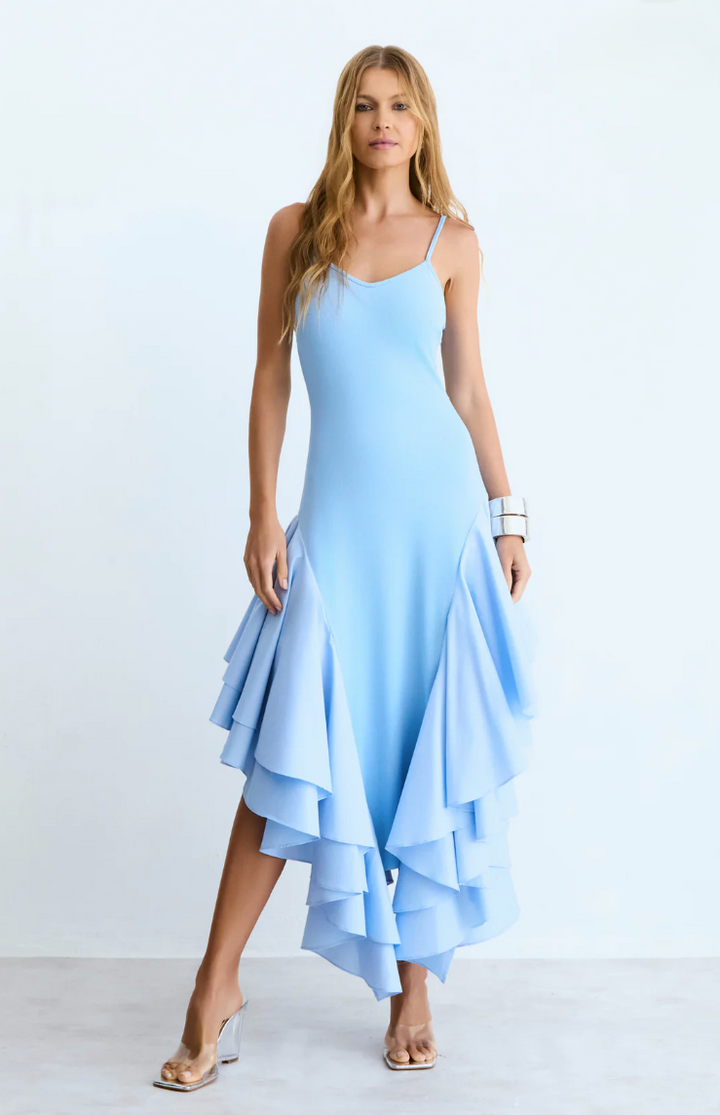 Vestido Midi Barra Assimétrica
